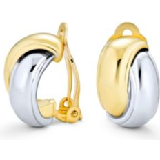 Bling Jewelry tone interlocking circle dome hoop clip on earrings gold plated