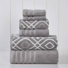 Bath Towels Modern Threads 6-Piece Yarn Dyed Bath Towel Gray