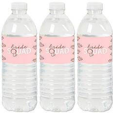 Gold Gift Tags Big Dot of Happiness Bride squad rose gold bachelorette water bottle sticker labels 20 ct