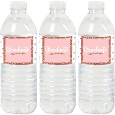 Gold Gift Tags Big Dot of Happiness Rose Gold Grad Graduation Party Water Bottle Sticker Labels Set 20