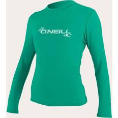 Green Rash Guards & Base Layers O'Neill Women's Basic Skins LS Rash Tee Seaglass Seaglass