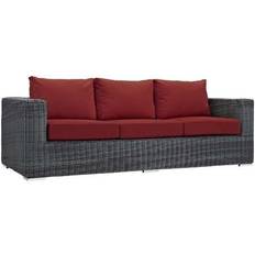 Aluminum Outdoor Sofas & Benches modway Summon Collection EEI-1874-GRY-RED Outdoor Sofa