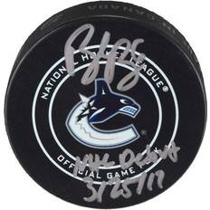 Nhl 25 "Brock Boeser Vancouver Canucks Autographed Official Game Puck with "NHL Debut 3/25/17" Inscription"