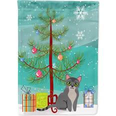 Polyester Garden Decorations Caroline's Treasures BB4414GF Asian Cat Merry Christmas Tree Flag