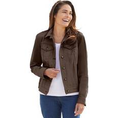 Woman Within Outerwear Woman Within Plus Stretch Denim Jacket in Chocolate Size W