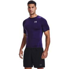 Men - White Base Layer Tops Under Armour Men's Heatgear Compression Short-Sleeve T-shirt Purple 500/White