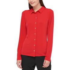 Tommy Hilfiger L Blouses Tommy Hilfiger Women's Point-Collar Blouse Scarlet Scarlet