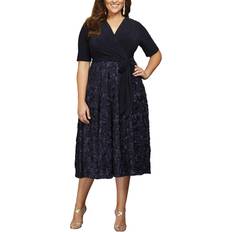 Blue Dresses Alex Evenings Plus Surplice Rosettes Dress Navy Navy