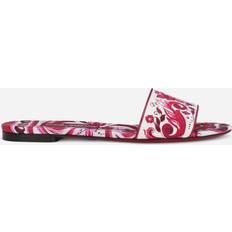 Dolce & Gabbana Pink Slides Dolce & Gabbana Printed Canvas Slide Sandals