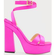 Pink - Women Heeled Sandals Jimmy Choo Gaia Satin Platform Sandals - Fuchsia