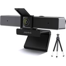 Papalook 2k webcam for pc, pa920 fixed focus web camera with tripod and privacy cover, built in dual microphones, 90Â° wide