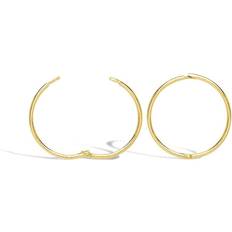 Jewelco London Solid 9ct Yellow Gold Hinged Sleeper 1mm Hoop Earrings 16mm