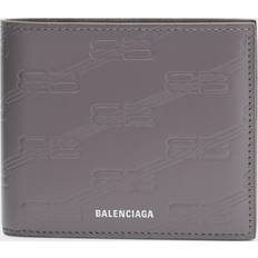 Balenciaga Bb Monogram Leather Billfold Wallet - Dark Grey