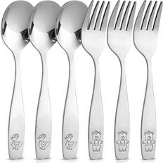 Baby care Zulay Kitchen Flatware Set Stainless Steel Spoons & Forks for Children 6 Piece Set