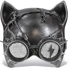 Green Eye Masks Attitude Studio Silver Steampunk Metallic Cat Mask Costume With Goggle Eye Wear