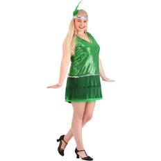 Green Fancy Dresses Plus Women's Emerald Flapper Costume Green/Gray 1X