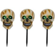 Northlight Set of Lighted Skeleton Head Halloween Pathway Markers with Sound