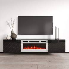 Fireplaces Luxe WH-EF Wall Mounted Electric Fireplace Modern 72" TV Stand Black