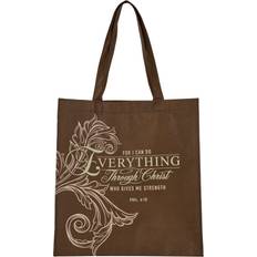 Brown Fabric Tote Bags Christian Art Gifts Tote bag-everything through christ-philippians 4:13