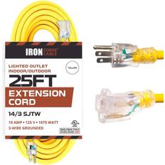 Electrical Accessories 25 foot lighted outdoor extension cord 14/3 sjtw heavy duty yellow