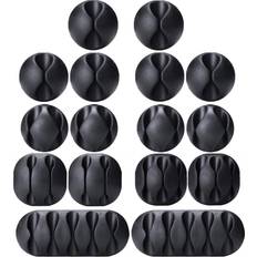 Ohill cable clips,16 pack black adhesive cord holders, 16-pack black