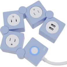 Blue Power Strips & Branch Plugs iJoy TWYSTER BLUE ADJUSTABLE POWER STRIP with 3 AC Ports and 2 USB IJGT1033-U8U8