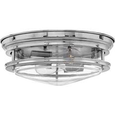 Bronze Plafonniers Elstead Lighting Hadrian 2-Light Flush Mount Chrom 2xE27 IP44 305 mm Dimmbar QN-HADRIAN-FS-CM-CLEAR Plafonnier