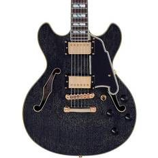 D'Angelico Excel Mini DC Semi-Hollow Electric Guitar Black DAEMINIDCBDGS