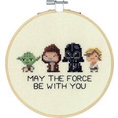 Handarbetskits Dimensions counted cross stitch kit with hoop star wars family