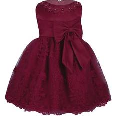 Purple Christening Wear Children's Clothing Renvena Toddler Embroidered 3D Flower Dress Princess Pageant Christening Baptism Party - Burgundy