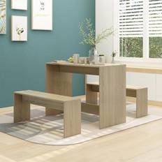 Set da Pranzo vidaXL 3 pz Rovere Sonoma in Truciolato Set da Pranzo