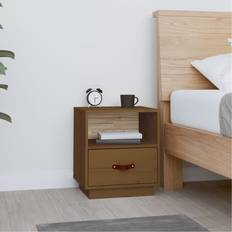 Møbler vidaXL 40x34x45 massivt fyrretræ gyldenbrun Sengebord