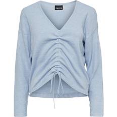 Pieces Nandi V-Neck Strik Damer Størrelse: Blå