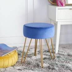 Gold Pouffes Safavieh Abrea Velvet Hairpin Pouffe