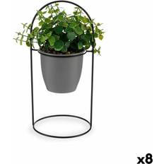 Negro Plantas Artificiales Ibergarden Decorativa Hojas Redonda Metal Plástico 21 x 30 x 21 cm (8 Unidades) Planta Artificial