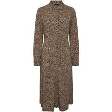 Pieces Skjortekjole pcNova LS Midi Dress - Brun