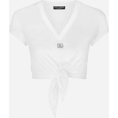 Dolce & Gabbana Pink Tops Dolce & Gabbana Jersey T-Shirt with Knot and DG Logo