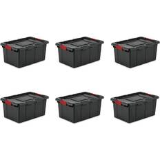 Plastic Pack Sacks Sterilite Durable Rugged Industrial 15 Gal Storage Bin in Black 6-Pack