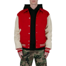 mnml Collared Varsity Jacket - Red/White