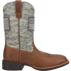 Gray - Men Riding Shoes Ariat Sport Patriot Cowboy Boots - Distressed Brown