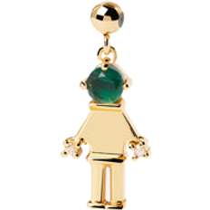 Pdpaola Girl & Boy Charm - Gold/Green/Transparent