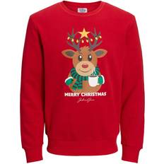 Jersey navideño - Rojo Suéteres Jack & Jones Men's Jortoon Sweat Crew Neck Xmas Sweater - Scarlet Sage