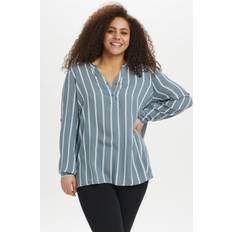 KAFFE Curve Blus kcSida Blouse Blå