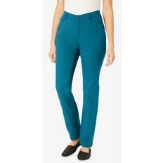 Turquoise - Women Jeans Woman Within Plus Back-Elastic Waist Perfect Jean in Deep Teal Size WP