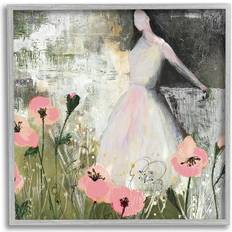 Stone Framed Art Stupell Industries Contemporary Meadow Woman Collage Painting Gray Print Framed Art