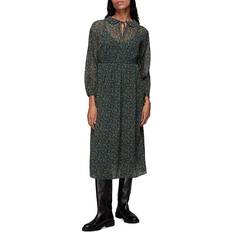 Clothing Whistles Stitch Floral Print Midi Dress - Green/Multi