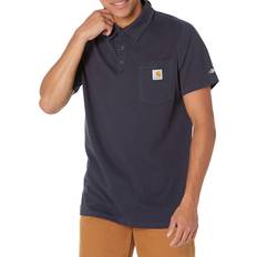 Carhartt Herren Poloshirts Carhartt Men's Navy Cotton/Polyester Force Cotton Delmont Pocket Polo, Blue