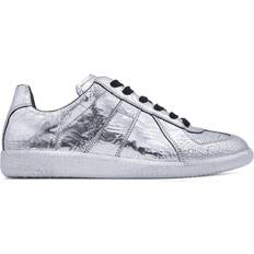 Maison Margiela Replica Cracked Silver Leather Sneakers Silver