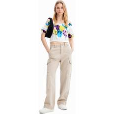 Desigual Kvinnors BLUS_Bernadette-Lacroix 1000 blus, vit, S, Vit