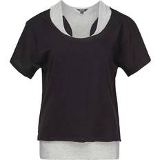 Golddigga Womens Double Plain T-shirt - Black/Grey